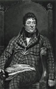 William Farquharson in tartan outfit